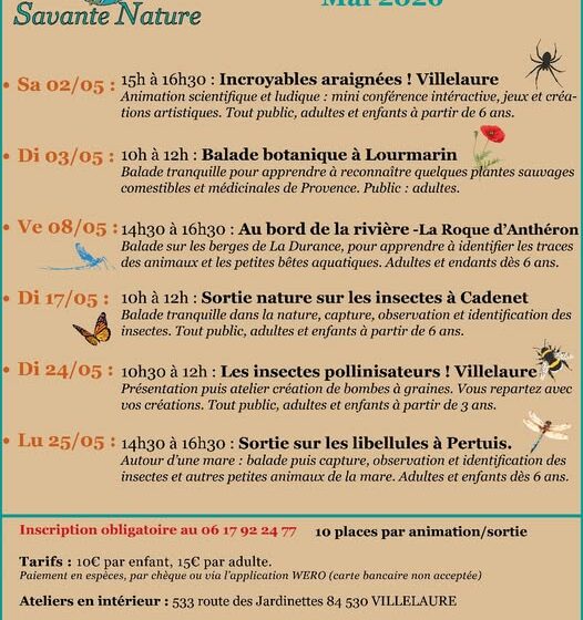 Savante Nature : Programme du mois de mai 2026_Villelaure