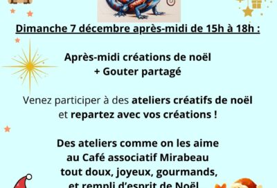 Ateliers créatifs et goûter de Noël  du café associatif de Mirabeau_Mirabeau