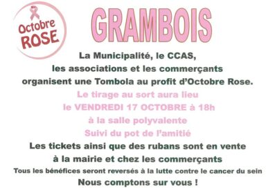 Dans le cadre d’Octobre Rose une tombola est organisée par la municipalité, le CCAS, les association et les commerçants à Grambois_Grambois