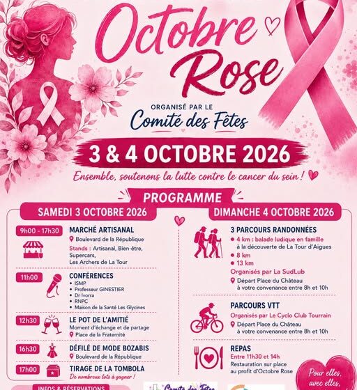 Octobre Rose organisé par le Comité des Fêtes de La Tour d'Aigues_La Tour-d'Aigues