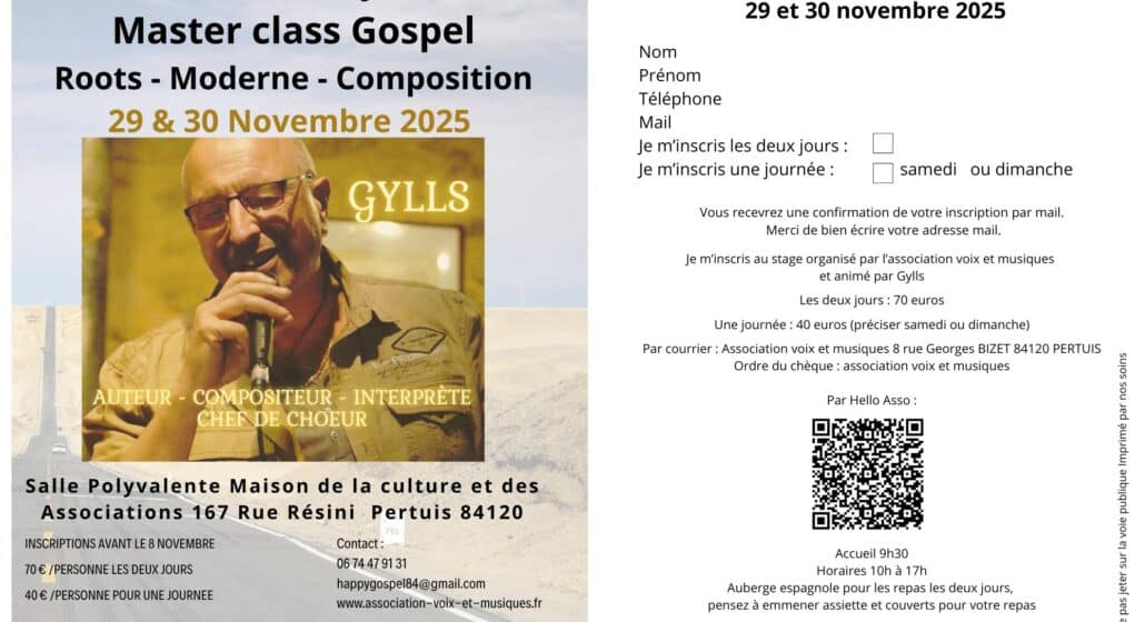 Master Class stage Chants Gospel