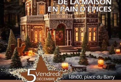 Illuminations de Noël sur le thème de la maison en pain d’épice à Mirabeau_Mirabeau