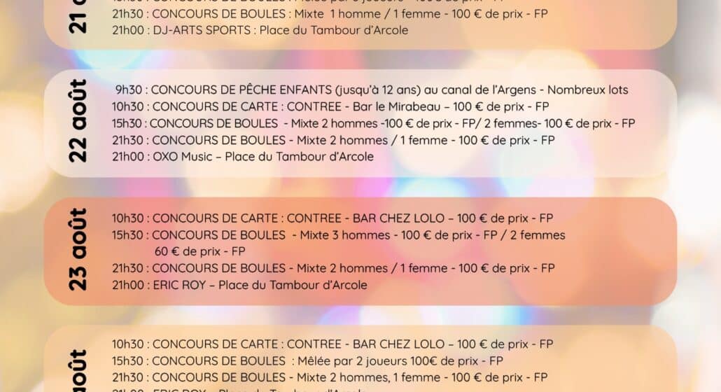 Programme Fête Votive