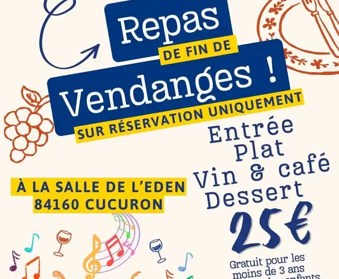 Repas fin de vendanges à Cucuron._Cucuron